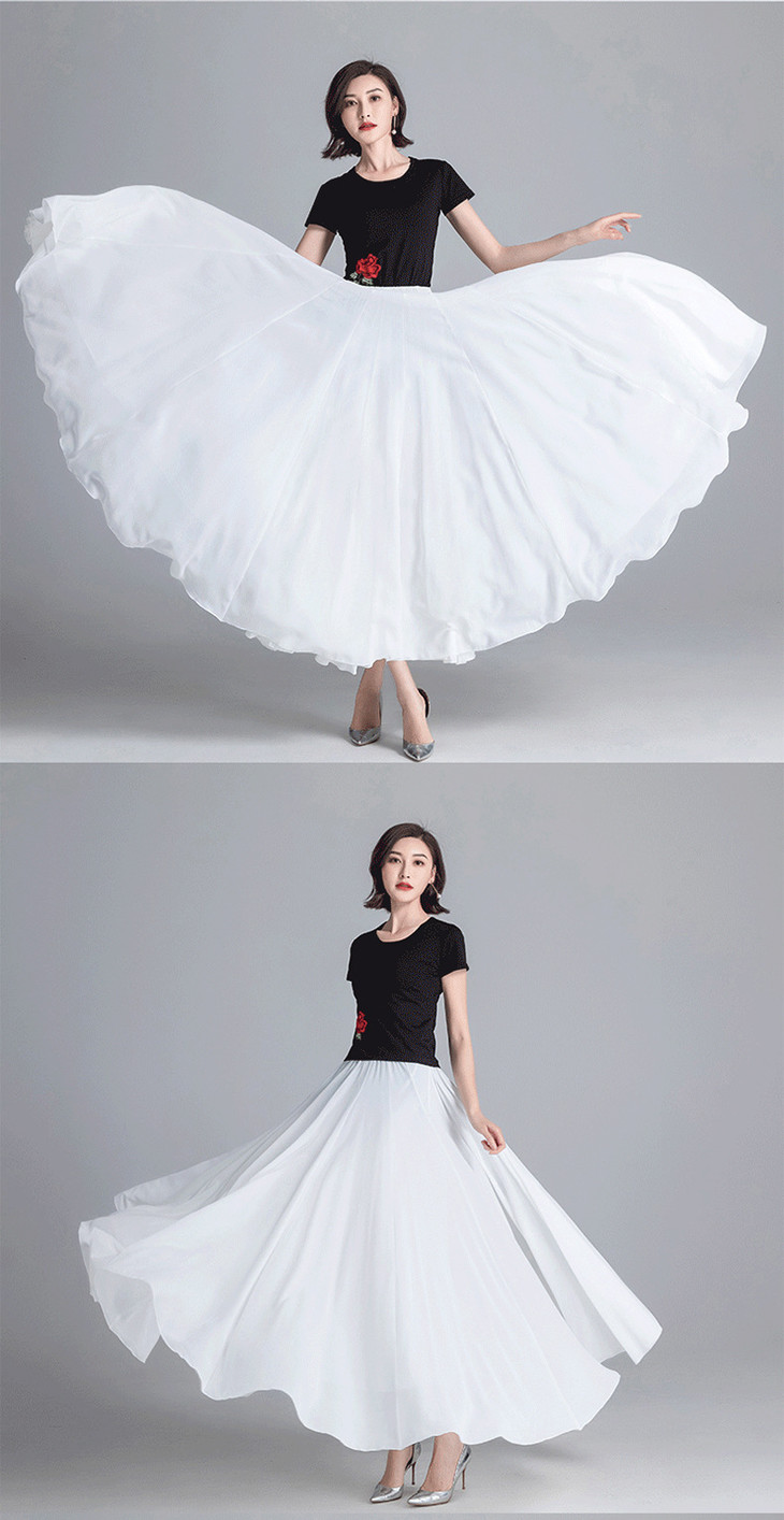 新款雪纺720度大摆半身广场舞裙yj广场舞裙