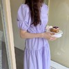 Purple puff sleeve shirt dress 紫色泡泡袖衬衫长裙JPY带授权招加盟代理 商品缩略图3