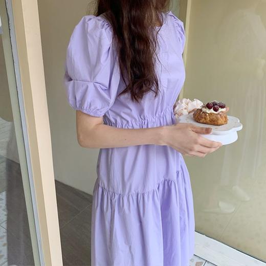 Purple puff sleeve shirt dress 紫色泡泡袖衬衫长裙JPY带授权招加盟代理 商品图3