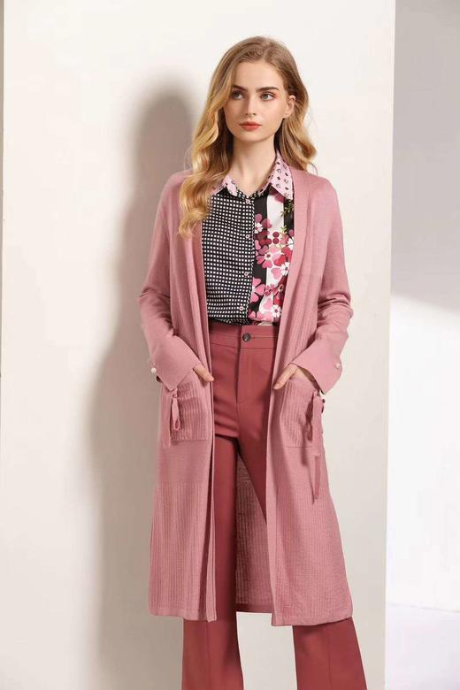 【三色可选】乔万尼春装羊毛衫气质修身百搭中长针织开衫外套EB3M288 商品图4