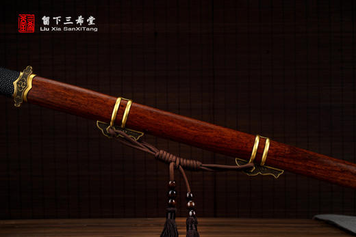 三希堂 绝影系列 酸枝木鱼皮金戈唐刀 未开刃 商品图2