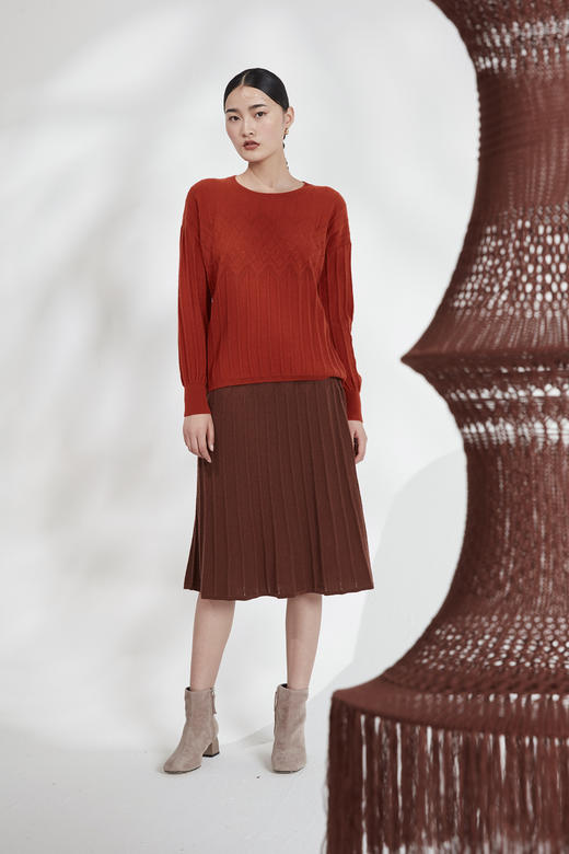  秋冬 圆领镂空羊绒女套衫 SJF92W125N 商品图5