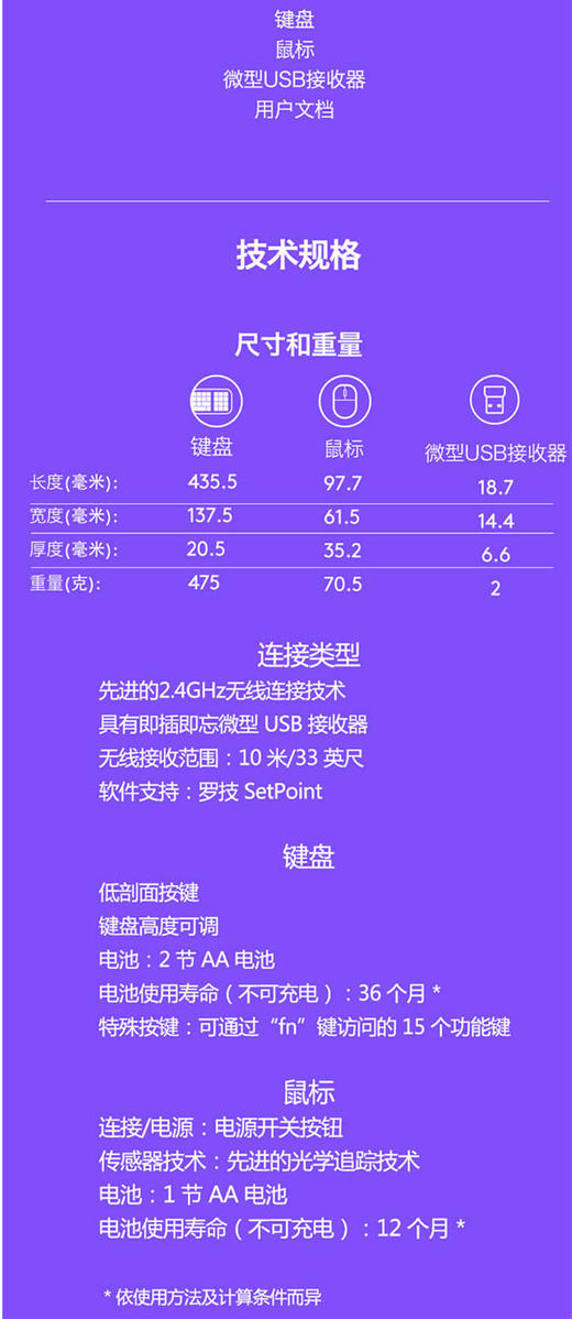 罗技（Logitech） MK235 无线键鼠套装 usb笔记本电脑超薄防溅水键盘鼠标JPY带授权招加盟代理 商品图3