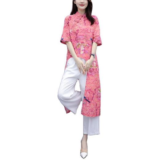 MQQ-570新款大码棉麻套装民族风不规则印花两件套 商品图4