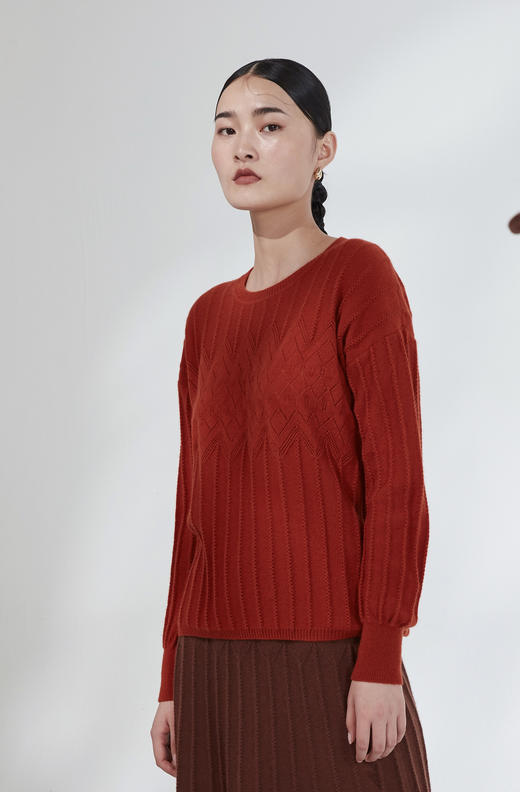  秋冬 圆领镂空羊绒女套衫 SJF92W125N 商品图2
