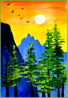 《森林美景》水粉/低幼【自动发货：下单后，点击手机短信中收到的链接，即可获取文件下载的链接；如有任何问题，可添加客服微信hm33268获得帮助】
