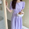 Purple puff sleeve shirt dress 紫色泡泡袖衬衫长裙JPY带授权招加盟代理 商品缩略图0