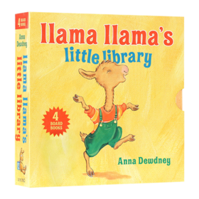 羊驼拉玛小小图书馆4册盒装纸板书 英文原版 Llama Llama's Little Library 原版幼儿英语启蒙书 语言押韵 行为情绪引导经典绘本
