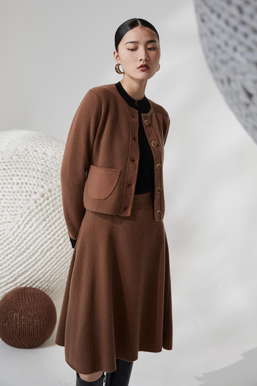 秋冬 A字加厚针织羊绒女裙 SJF92W191N 商品图1