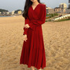 V-neck long sleeve long dress  V领长袖长连衣裙JPY带授权招加盟代理 商品缩略图0