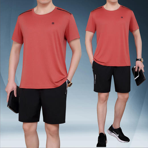 SP-9078SZSE运动套装   男士夏季短袖短裤休闲大码薄款爸爸装两件套 商品图1
