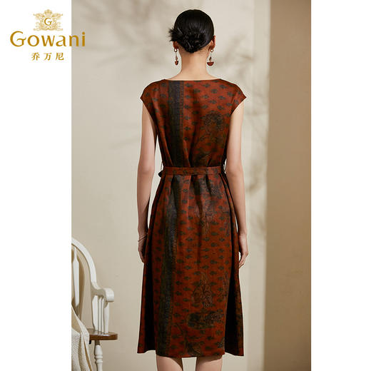 【峰蜡色波普几何】【香云纱】乔万尼夏季桑蚕丝真丝连衣裙16mm复古优雅印花裙子ES2E105 商品图3