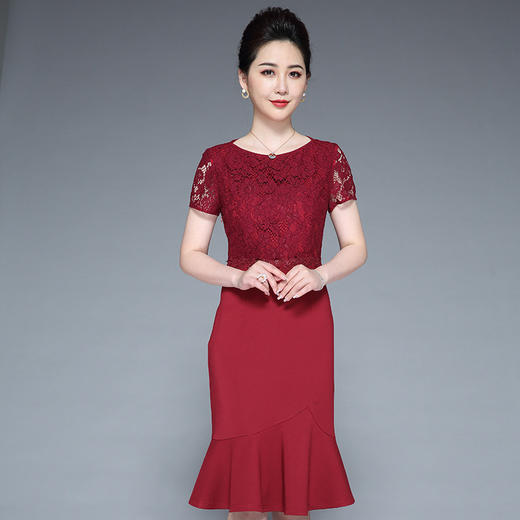 ZY-Q5386新品蕾丝镂空修身气质连衣裙下摆不规则包臀裙 商品图2