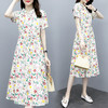 DLL-073棉麻连衣裙    2020新款大码气质收腰显瘦中长款减龄碎花裙 商品缩略图2