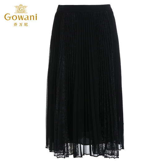乔万尼秋季新品黑色网纱拼接黑色蕾丝半身裙ES3D508 商品图4