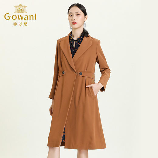 乔万尼秋装新品流行风衣女气质简约宽松纯色外套中长ES3A557 商品图1