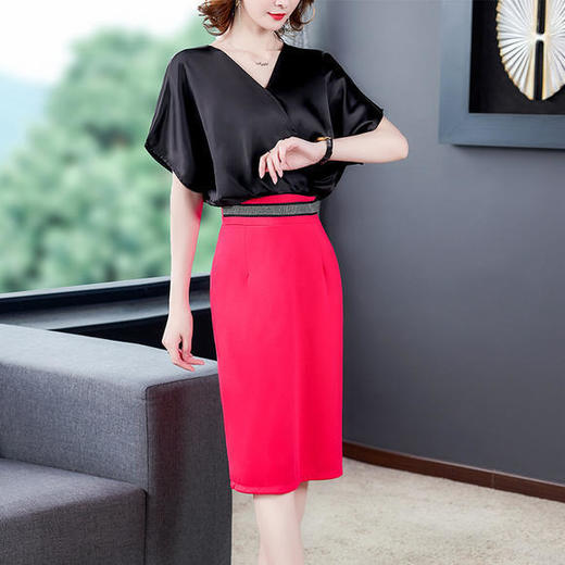 HT-BH-312-2813-2081优雅时尚气质显瘦假两件连衣裙 商品图1