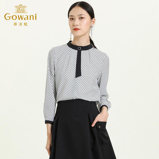 乔万尼秋季新品时尚波点领口撞色减龄衬衫ES3C549 商品图1