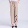 NP-4589夏季薄款长裤纯棉高腰外穿薄刺绣棉麻裤 商品缩略图3