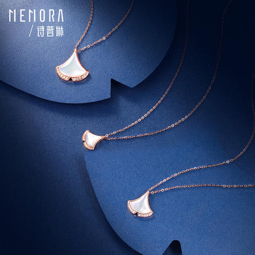 【积分抵值】小礼物（银杏叶）玫瑰色18K金钻石项链KN2498 商品图7