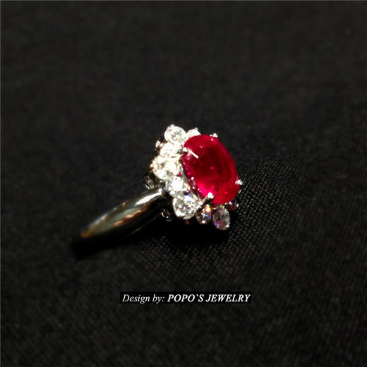 【每日特选】Pt900铂金缅甸红宝石钻石戒指(预约看货) 商品图3