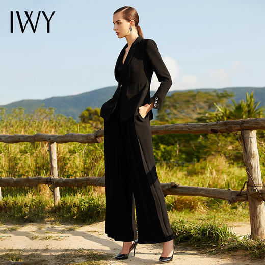 IWY/黑色长袖西装阔腿裤套装203010CP 商品图3