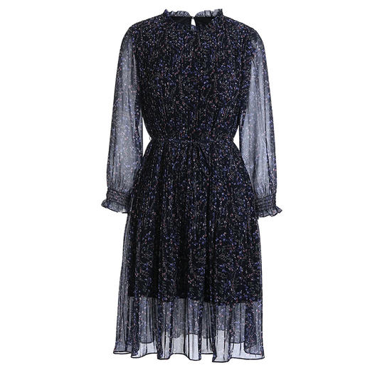 乔万尼秋装新款女气质流行长袖中长款连衣裙收腰显瘦碎花裙ES3E537 商品图4