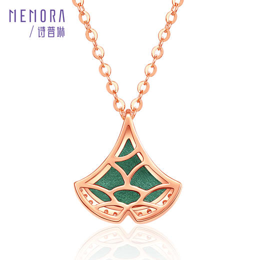 【积分抵值】小礼物（银杏叶）玫瑰色18K金钻石项链KN2498 商品图4