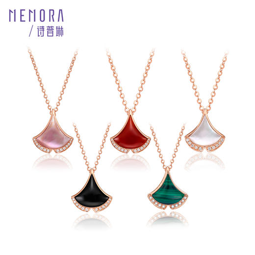 【积分抵值】小礼物（银杏叶）玫瑰色18K金钻石项链KN2498 商品图2