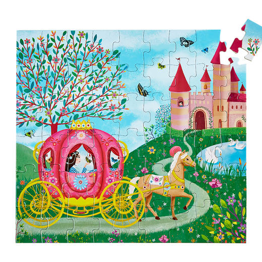 djeco公主马车小孩儿童平面拼图儿童益智4女孩5-6岁纸质智力玩具 商品图1