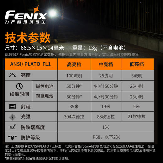 Fenix E01 V2.0微小迷你手电筒强光防水便携AAA电池EDC钥匙扣手电 商品图3