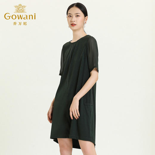 乔万尼桑蚕丝连衣裙夏季新品时尚圆领休闲宽松真丝裙中长ES2E185 商品图2