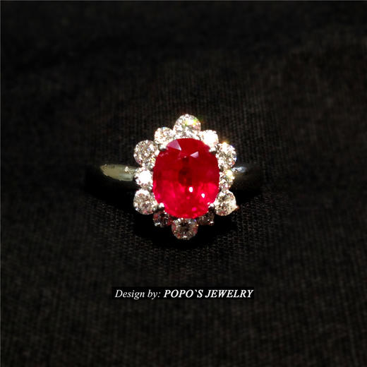 【每日特选】Pt900铂金缅甸红宝石钻石戒指(预约看货) 商品图0