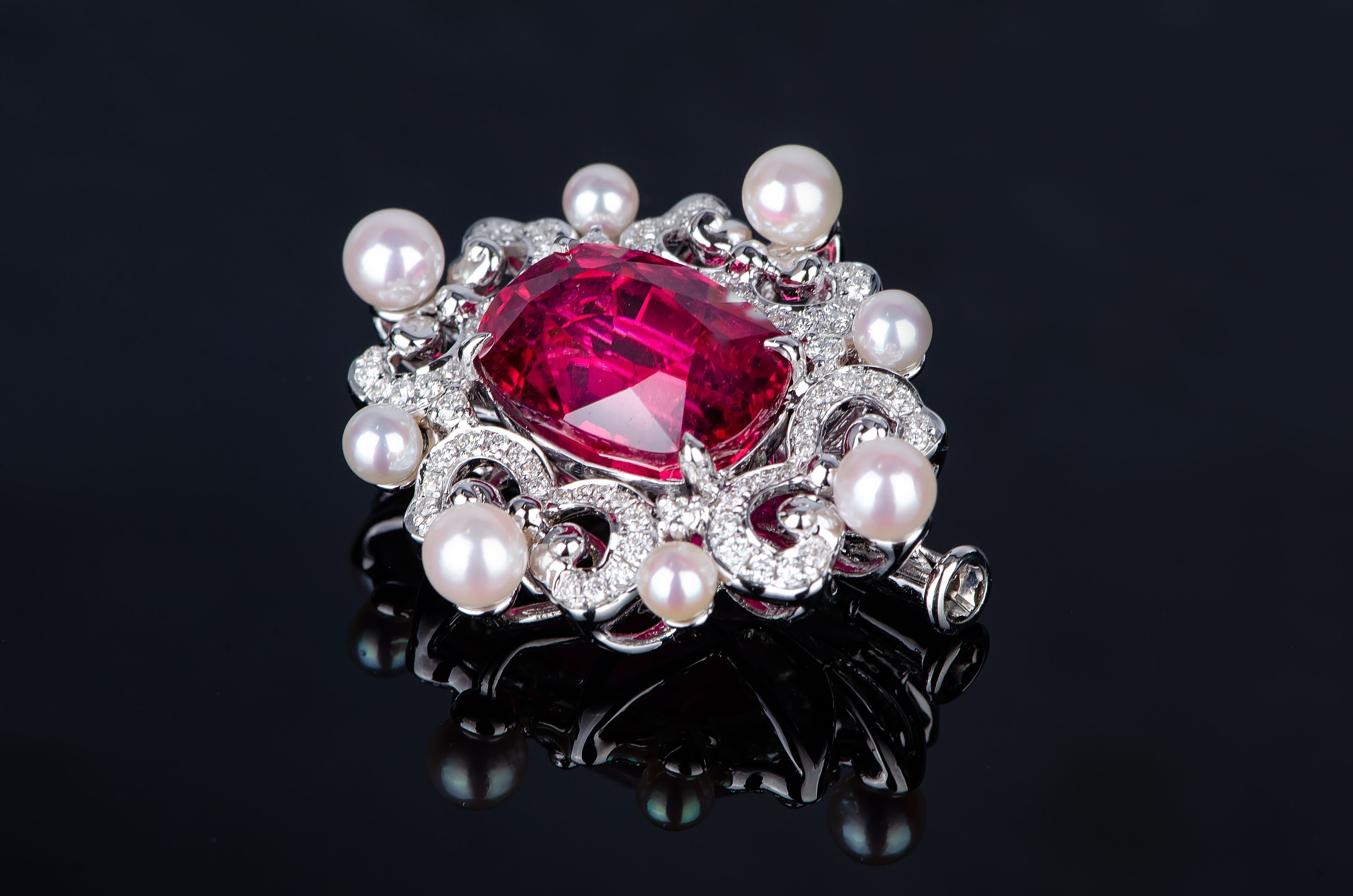 18k金碧玺胸针吊坠戒指多用款angiebella珠宝格格