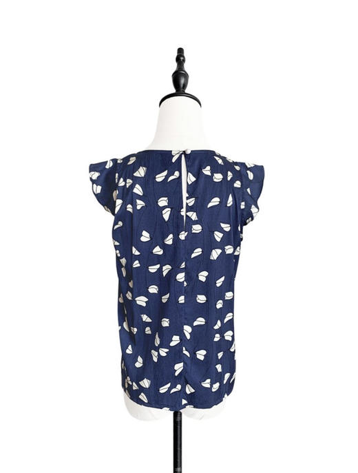 TYNVIE 花边半袖遮肩上衣 - 蓝色印花 商品图3