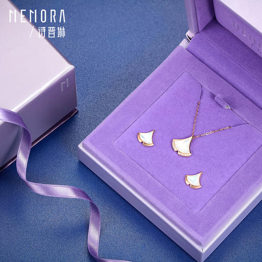 【积分抵值】小礼物（银杏叶）玫瑰色18K金钻石项链KN2498 商品图10