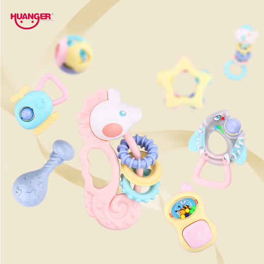 皇儿婴儿手摇铃咬牙胶玩具宝宝硅胶磨牙棒可啃咬水煮抓握训练 商品图3
