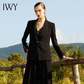 IWY/黑色长袖西装阔腿裤套装203010CP