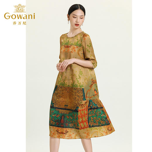 乔万尼真丝连衣裙夏季新款气质流行宽松桑蚕丝中长裙ES2E149 商品图2