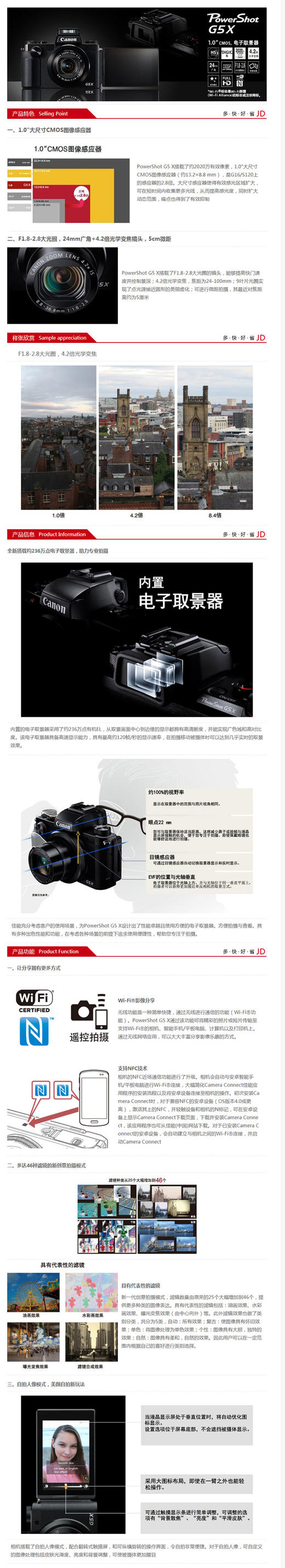  佳能（Canon）PowerShot G5 X 数码相机 （2020万有效像素 DIGIC6处理器 24-100mm变焦）Vlo...JPY带授权招加盟代理 商品图1