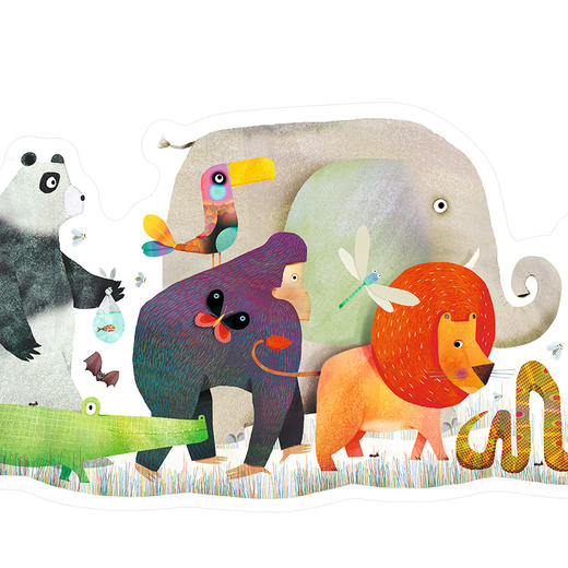 djeco地板大块异形拼图动物大游行纸质36片4-5-6岁儿童益智玩具 商品图4