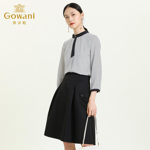 乔万尼秋季新品时尚波点领口撞色减龄衬衫ES3C549 商品图2
