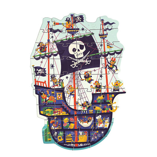 djeco海盗船儿童平图大块36片异形拼图大号智力3-4岁益智男孩玩具 商品图3