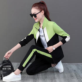 SP-389513新款时尚拼色立领休闲三件套运动套装