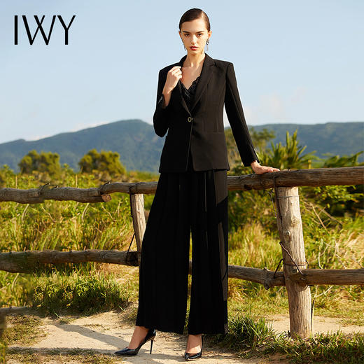 IWY/黑色长袖西装阔腿裤套装203010CP 商品图2