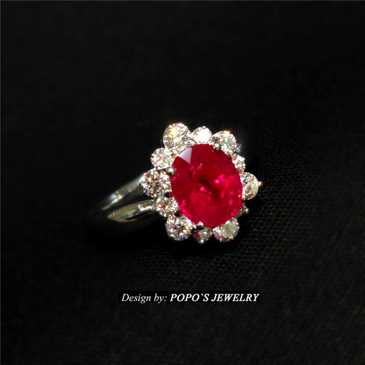 【每日特选】Pt900铂金缅甸红宝石钻石戒指(预约看货) 商品图2