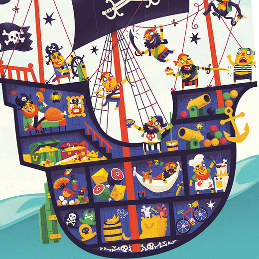 djeco海盗船儿童平图大块36片异形拼图大号智力3-4岁益智男孩玩具 商品图2