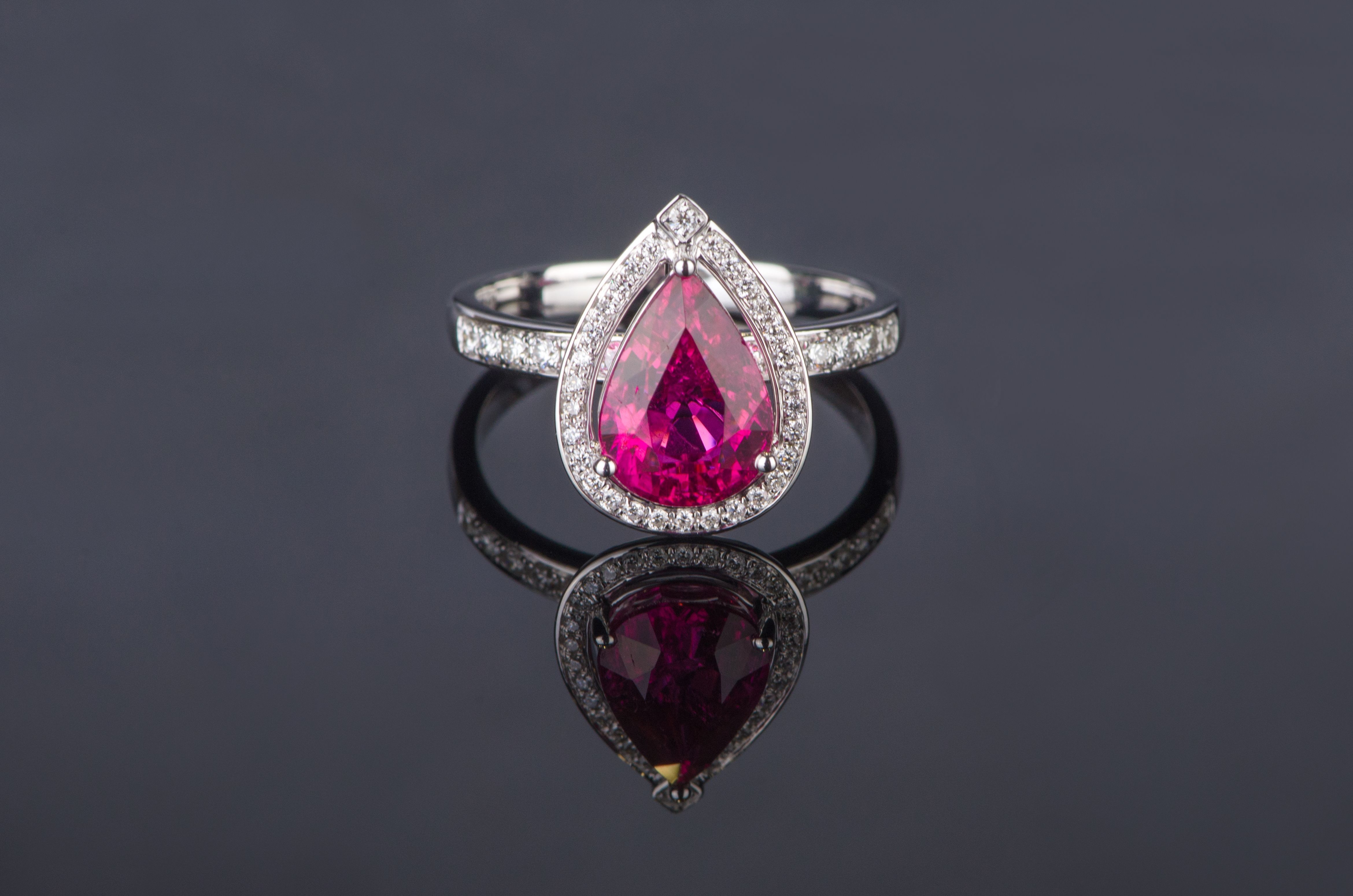 18k金红碧玺水滴戒指/耳吊/吊坠angiebella