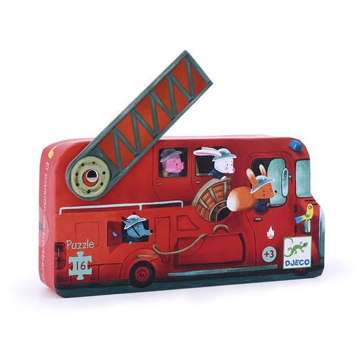 djeco儿童消防车交通工具早教平图拼图智力启蒙3-4岁宝宝16片男孩 商品图2