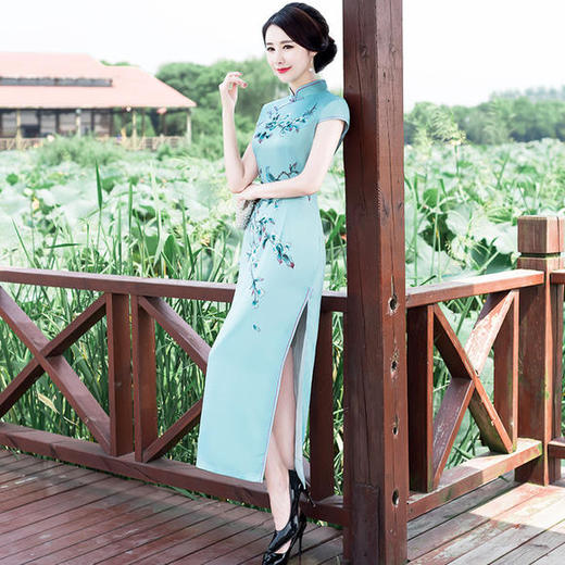 TY-W003新款日常修身显瘦气质优雅改良演出走秀大码长款旗袍 商品图2
